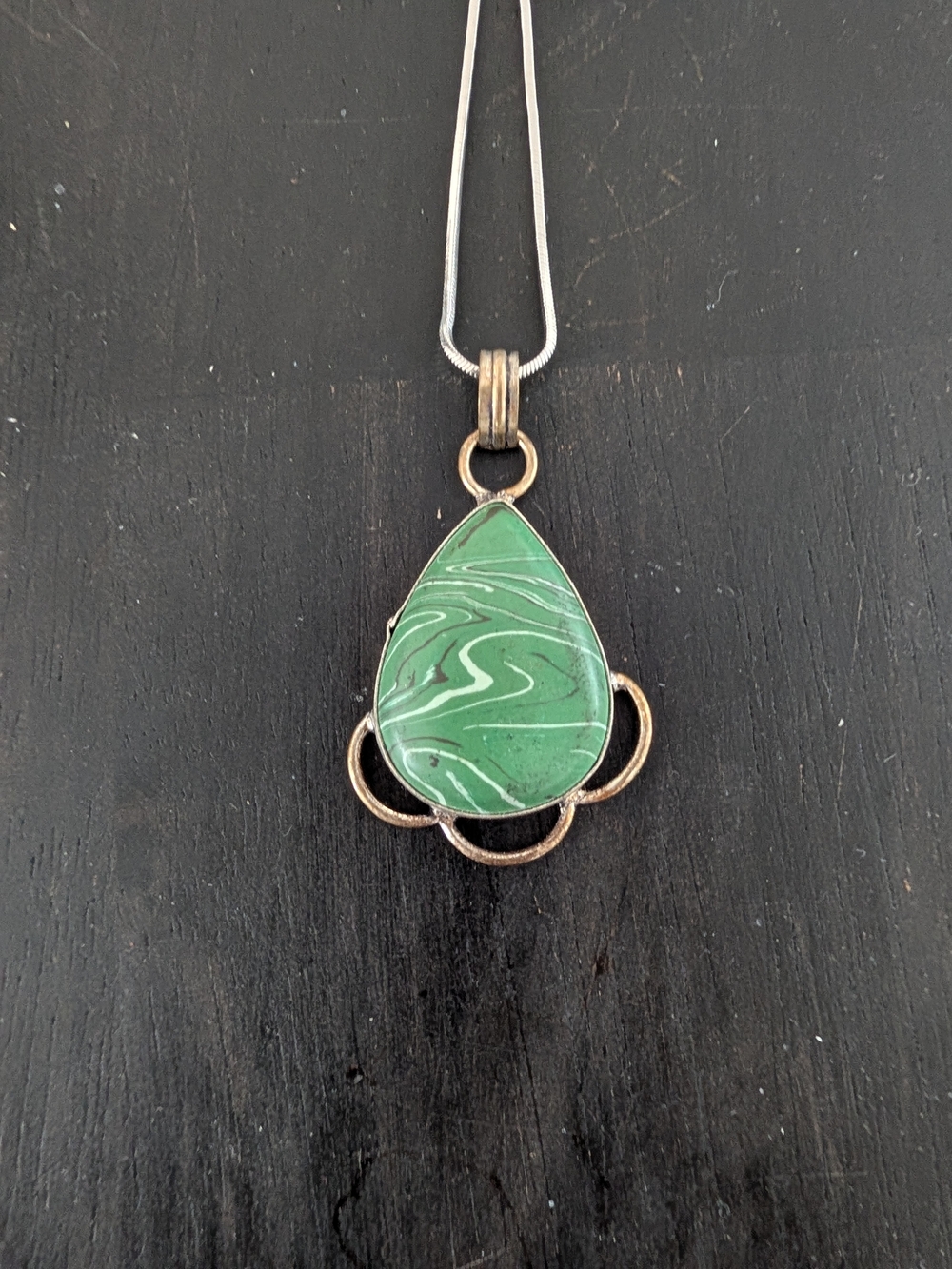 Green Teardrop Stone Pendant Necklace - Women Jewelry